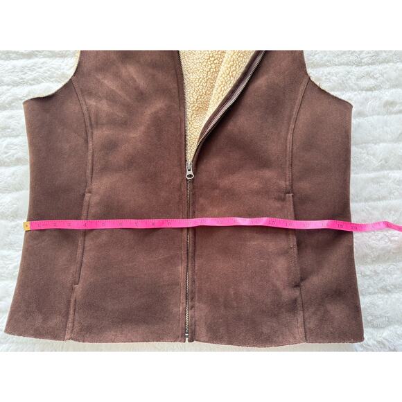Lands' End Brown Lined Full Zip Sleeveless Vest M 10-12 - Picture 3 of 6